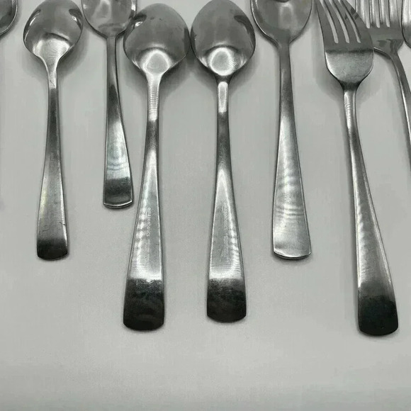 10 Pcs Amazon Basic Stainless Rounded Edge Spoons Forks - Picture 4 of 5